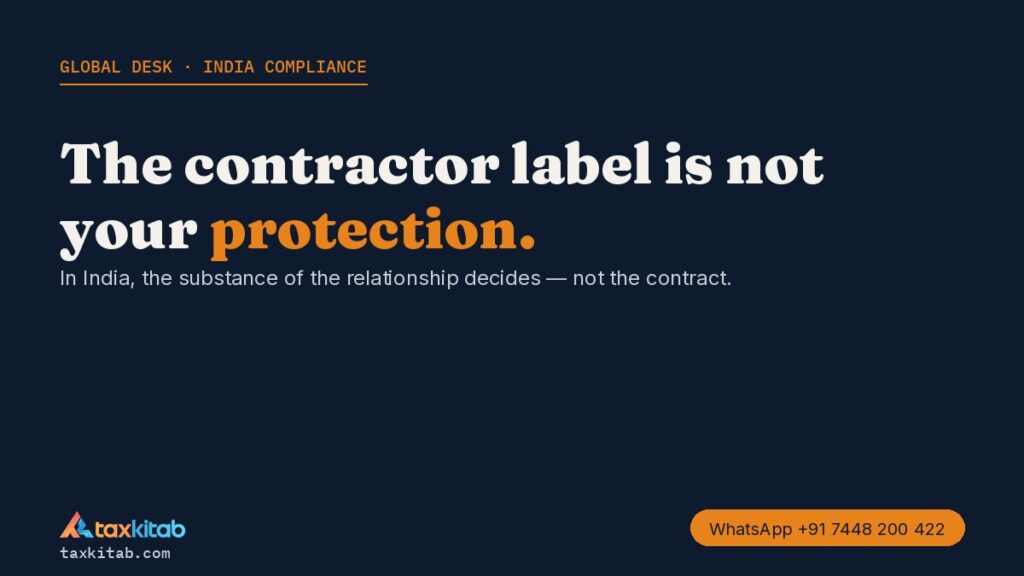 Contractor vs employee in India — misclassification risk for foreign companies — TaxKitab