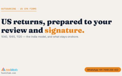 US 1040 and 1120 tax preparation outsourcing to India for CPA firms — TaxKitab