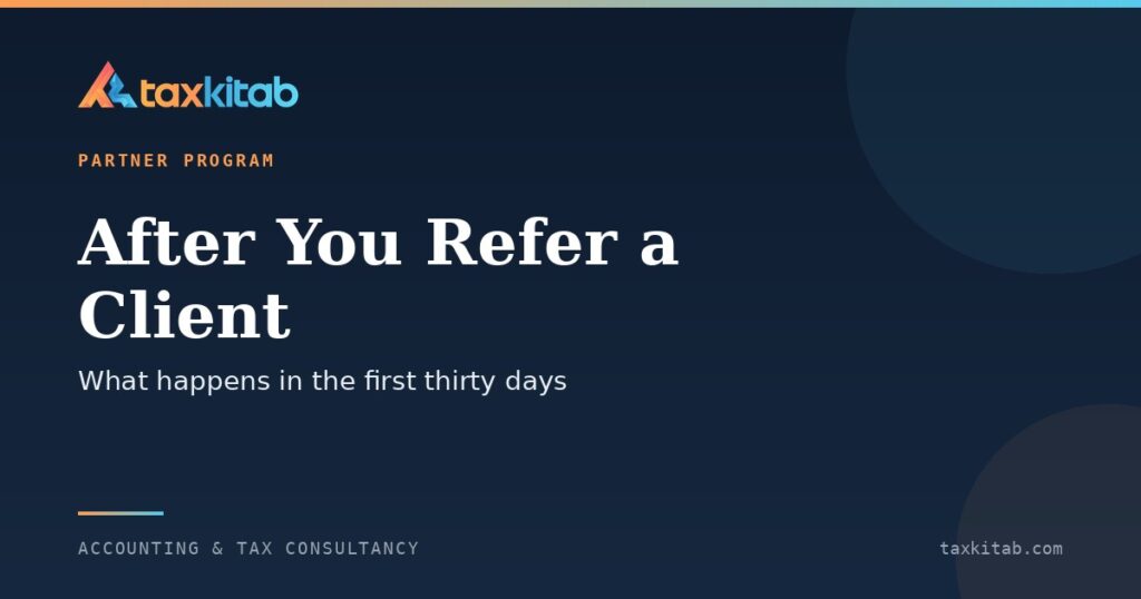What happens to your client after you refer them for accounting and compliance work