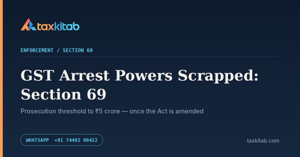 GST arrest powers under section 69 removed — TaxKitab